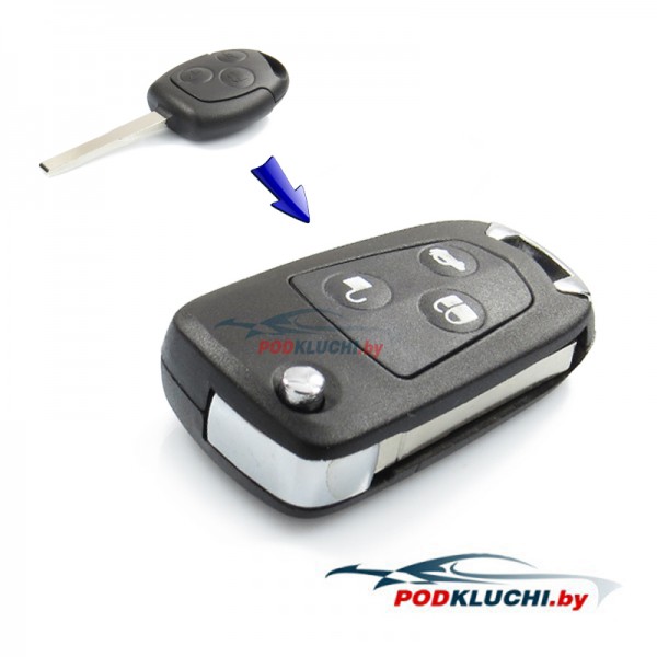 Ключ Ford Galaxy, Focus выкидной (корпус) (переделка) 3 кнопки